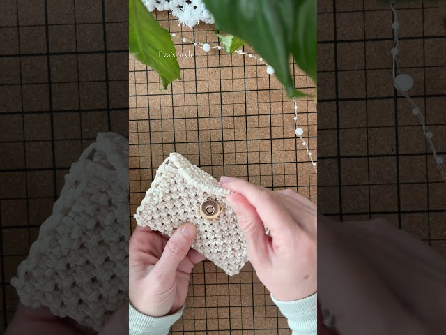 ✨A little macramé pouch that can be used as a card holder, mini wallet.🌿 #macrame #handmade