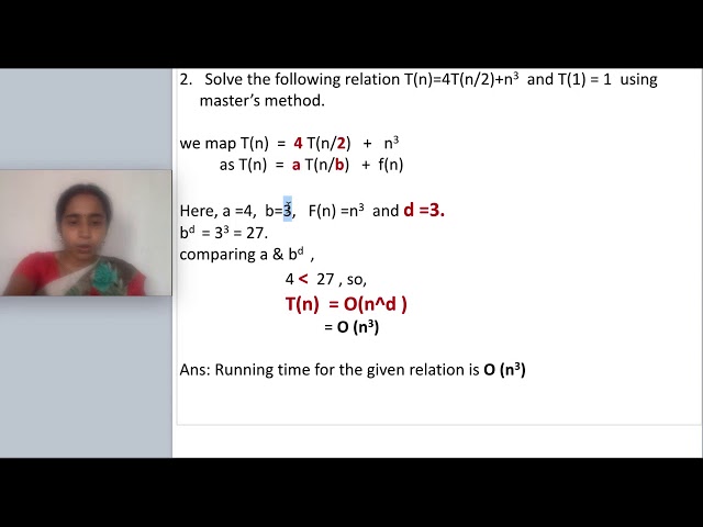 Eg2: Analysis of recursive equation using master's method