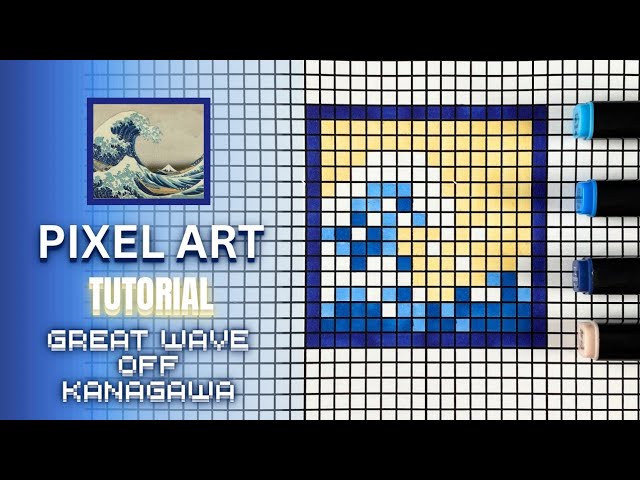 Pixel Art Tutorial: Drawing The Great Wave off Kanagawa Step by Step 🌊🎨