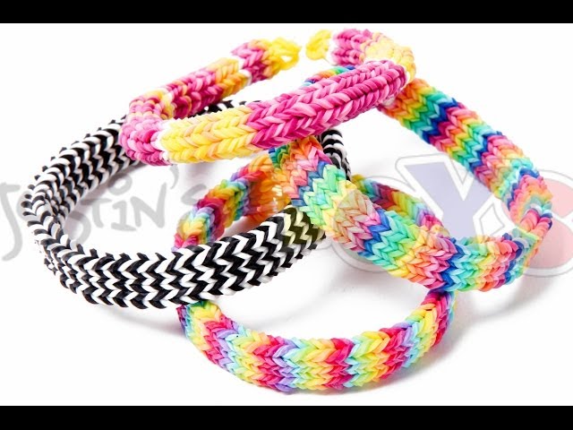 FLEXAFISH - Flat Hexafish - Rainbow Loom Bracelet Tutorial on One Loom