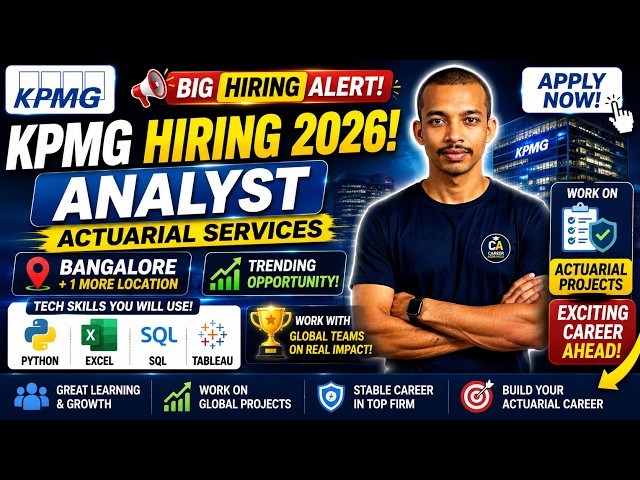 KPMG Hiring 2026 🔥 Analyst Job | Freshers 0-1 Years | Bangalore & Gurgaon | Actuarial Jobs