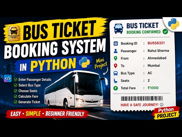 Bus Ticket Booking System in Python | Python Mini Project for Beginners #python