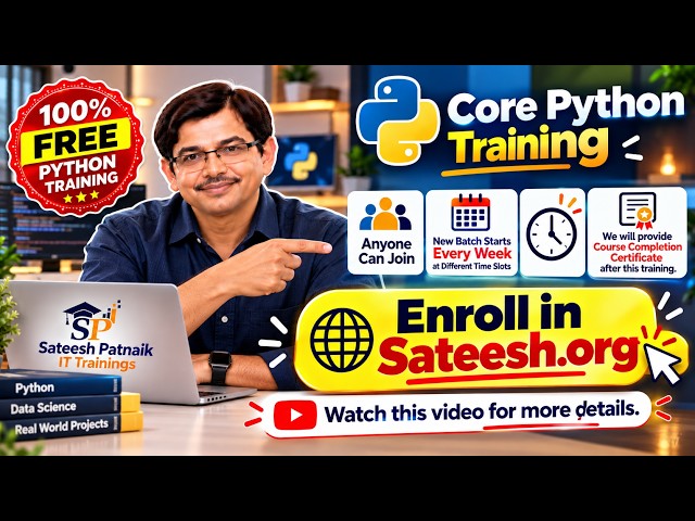 Learn Python from Basics@ Sateesh Patnaik IT Trainings |FREE Core Python Training By Sateesh Patnaik