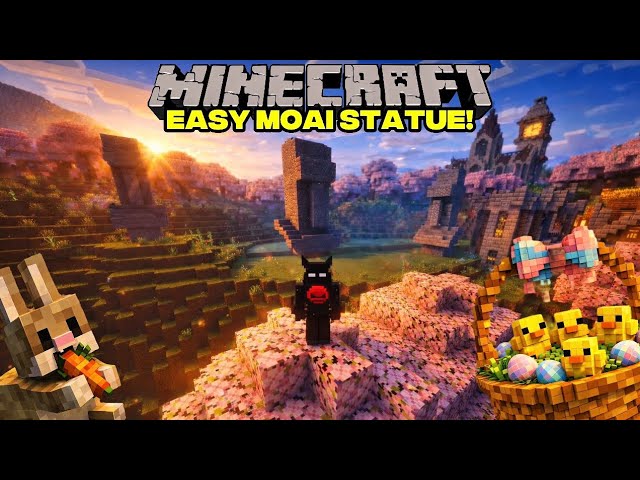 How to Build an EASY BIG Moai Statue in Minecraft 🗿