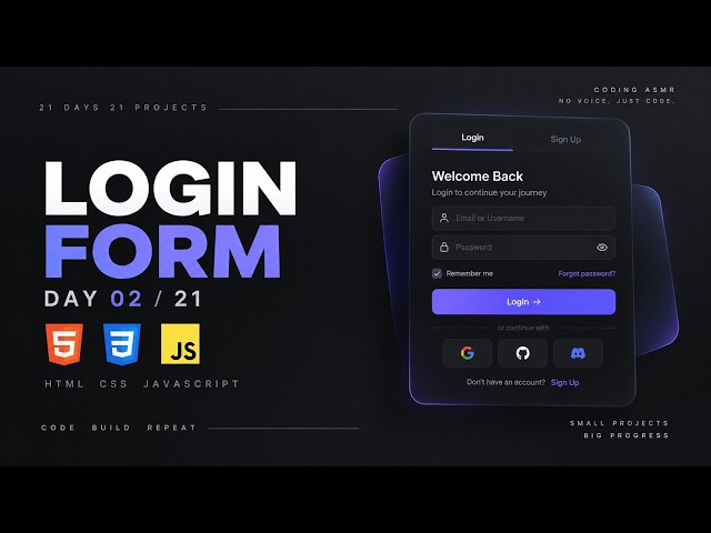 HTML CSS JavaScript Login Form From Scratch 🎧 | Day 2/21