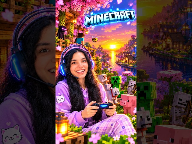 Watching Sunset in Minecraft Game #minecraft