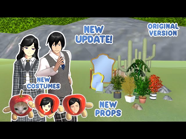 ORIGINAL VERSION UPDATE! New Costumes, Hairstyles and Props added in Sakura School Simulator 🍎😺 