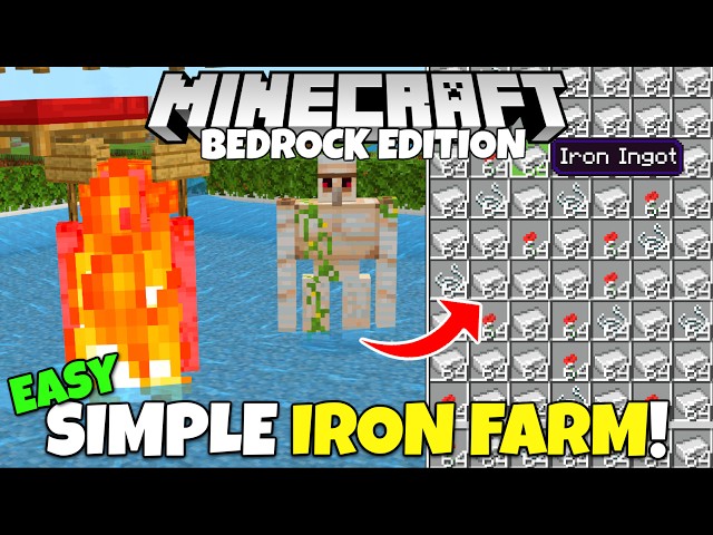 Minecraft Bedrock: EASY IRON FARM Tutorial! MCPE Xbox PS5 PC
