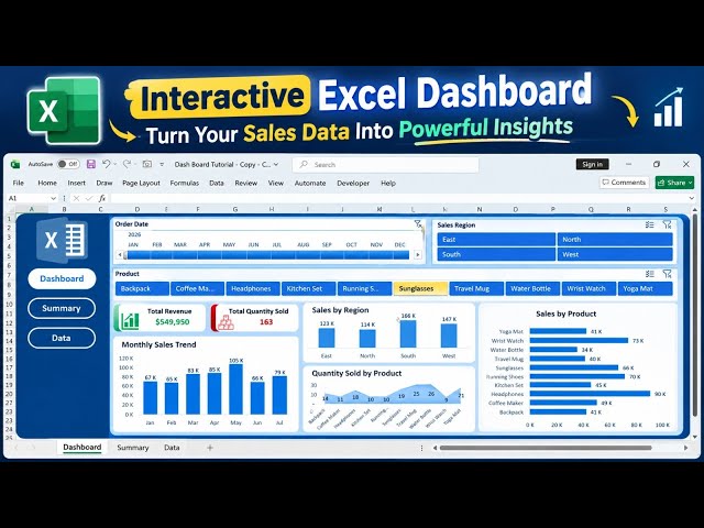 How to Create an Interactive Excel Sales Dashboard | PivotTables & Slicers | No VBA & Coding!