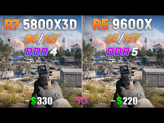 Ryzen 7 5800X3D vs Ryzen 5 9600X - Test in 10 Games | 2026