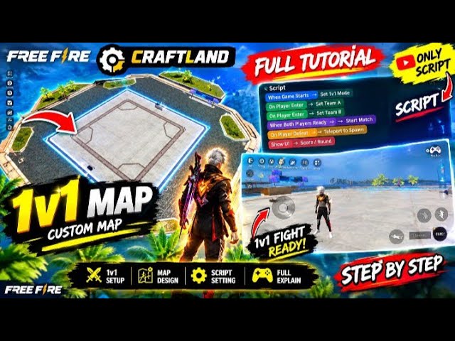 🔥 FREE FIRE CRAFTLAND में 1V1 MAP कैसे बनाएं? 😱 | FULL SCRIPT TUTORIAL | CRAFTLAND 1V1