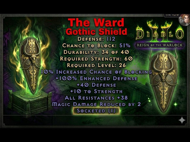 D2R RotW Updated Uniques - The Ward (Gothic Shield)