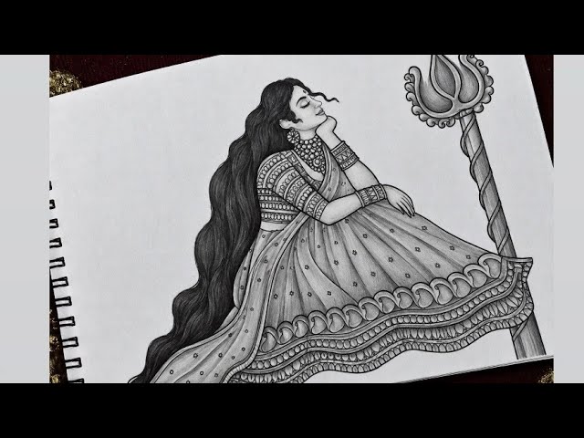 Maa Durga Drawing | Beautiful Durga Maa Sketch | Easy Step by Step Drawing | Navratri Special