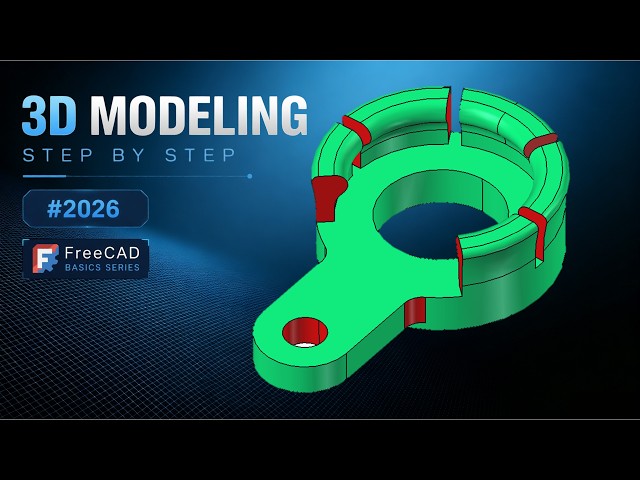FreeCAD 26.3 Part Design Tutorial for Beginners | Sketch, Pad, Hole & Pattern Features-170
