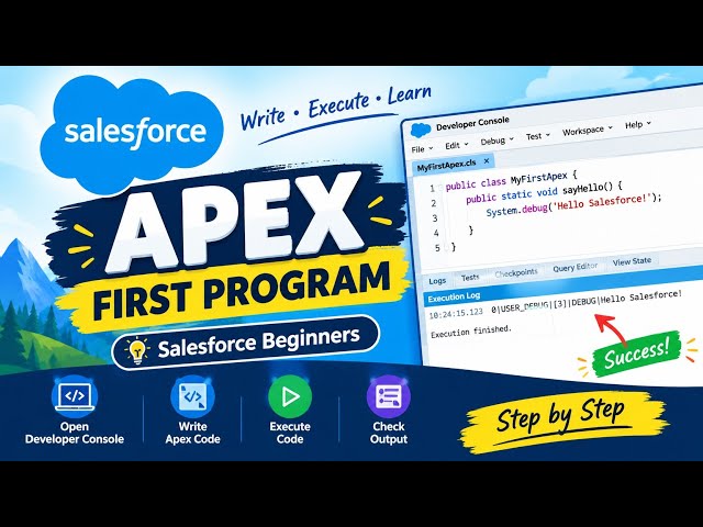 Salesforce Apex First Program | Write & Execute Your First Apex Code | Apex Tutorial for Beginners