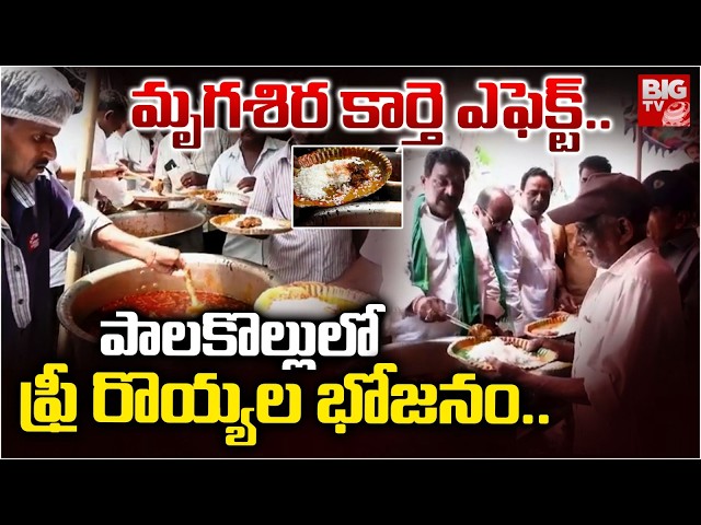 పాలకొల్లులో ఫ్రీ రొయ్యల భోజనం | Free prawn meal in Palakollu | Mrugsira Karte | BIGTV Telugu Digital