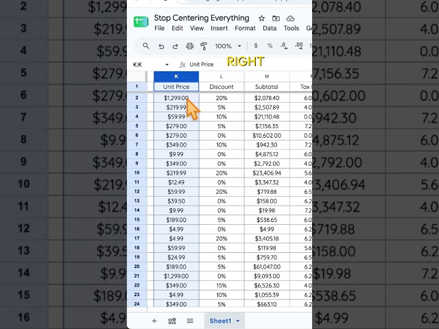Stop Centering Everything in Google Sheets