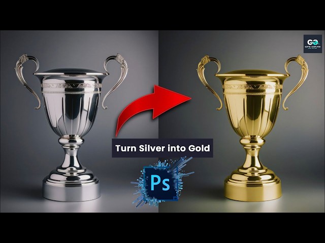 Turn Silver into Gold in Photoshop..20226🔥 Realistic Effect Tutorial#photoshop #adobe #logo