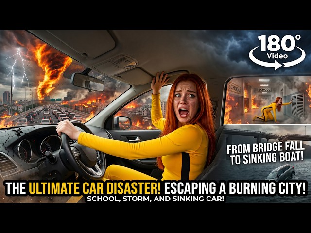 VR 180 Fire Tornado & Burning School: Escape the Inferno Disaster