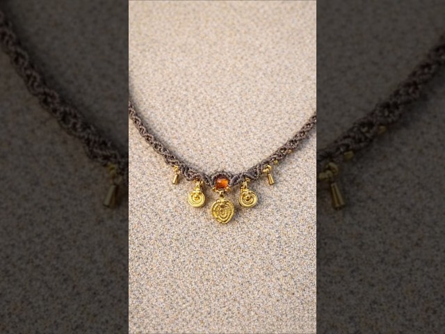 Micro macrame necklace ✨ Full tutorial on my channel#macrame #micromacrame #bohojewelry