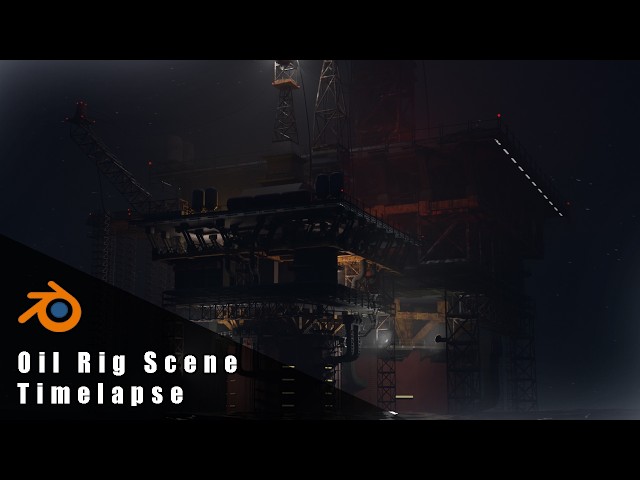 Oil Rig Scene Creation Timelapse | Blender