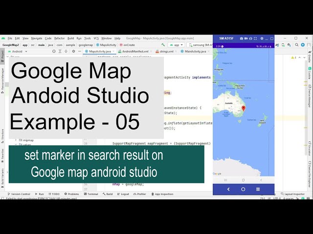set marker in search result on Google map android studio | Google map android studio example - 05