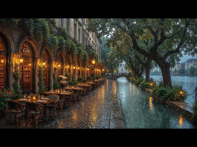 Smooth Rainy Jazz at a Vintage Café by the Lake 🌧️ Peaceful Jazz Playlist for Focus & Quiet Moments☕