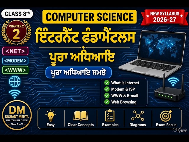 PSEB Class 8 Computer Science | Chapter 2 Internet Fundamentals | PSEB 2026-27