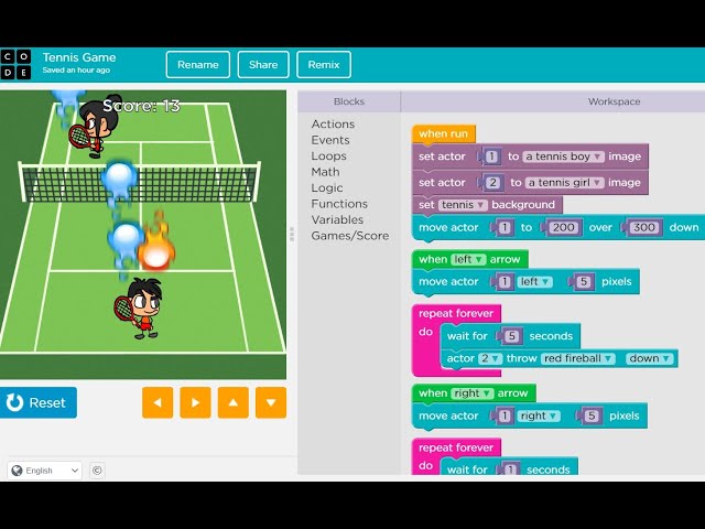 Code.org Tutorial - Play lab | Tennis Game |  Coding using Blocks Programming