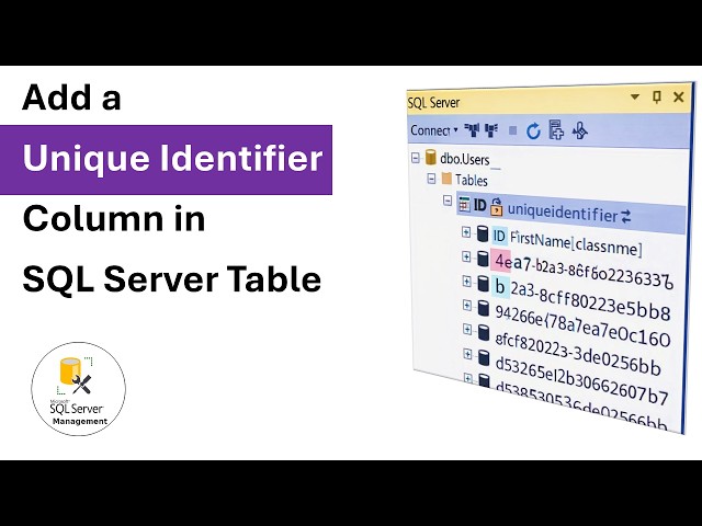 How to Add a UNIQUE IDENTIFIER Column in SQL Server Table -  SSMS Tutorial