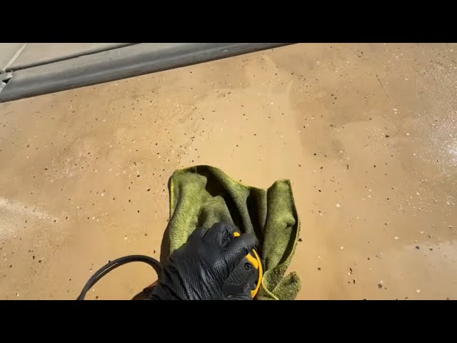 Orbital sander + purple power cleaning Polycuramine floor coating  
