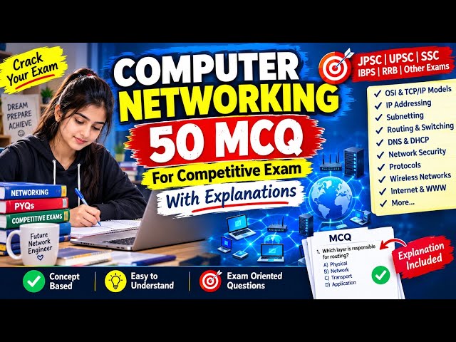 Computer Networking 50 Important MCQs | 50 PYQ Questions & Answers with Short Explanation | Exam