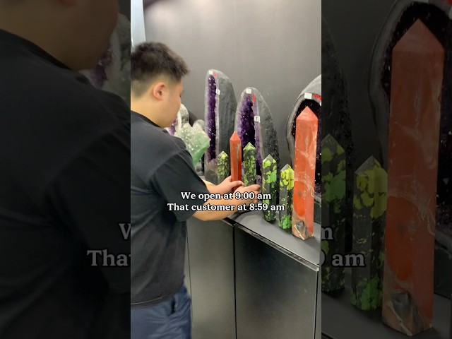 That customer at 8:59am… #crystalshop #funnycrystalseller #gemstones