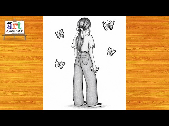 How to draw a cute Girl with Butterflies -Pencil sketch || Drawing easy for beginner || Girl drawing