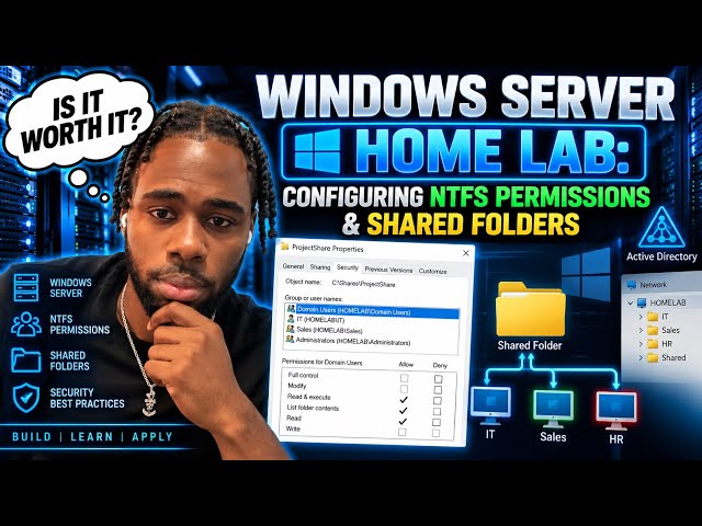 Windows Server Home Lab: Configuring NTFS Permissions & Shared Folders