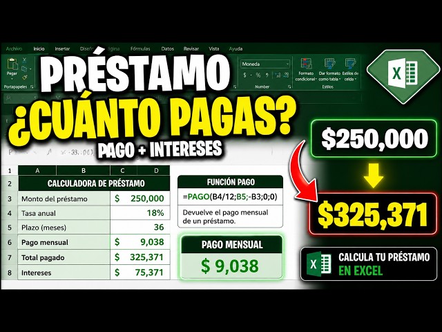 How to Calculate a LOAN in Excel | Monthly payment, interest, and total