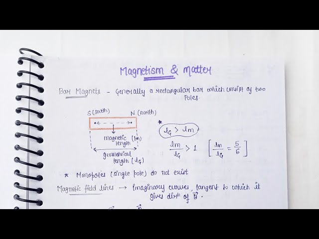 Magnetism & Matter || Class 12 Physics Short Notes #subscribe #physics #notes #class12th