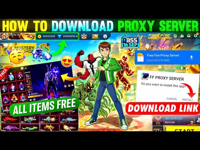 HOW TO DOWNLOAD PROXY SERVER IN FREE FIRE, HOW TO USE PROXY SERVER IN FREE FIRE, VIP PROXY SERVER
