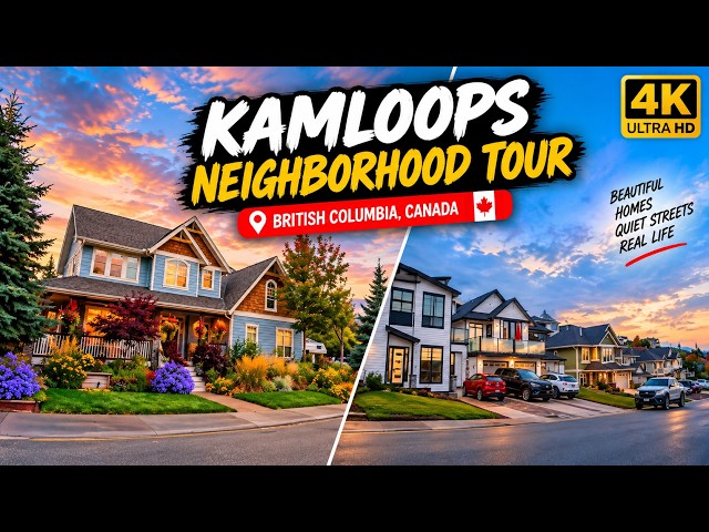 Bus Ride Through Kamloops Neighborhoods 🇨🇦 | Beautiful Homes & Streets in 4K