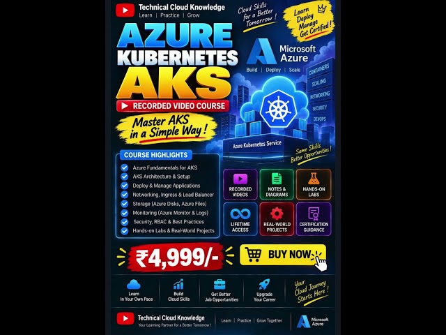 Azure Kubernetes Service (AKS) Course 2026 🔥 Learn AKS from Scratch |  Real-World Projects | ₹4,999