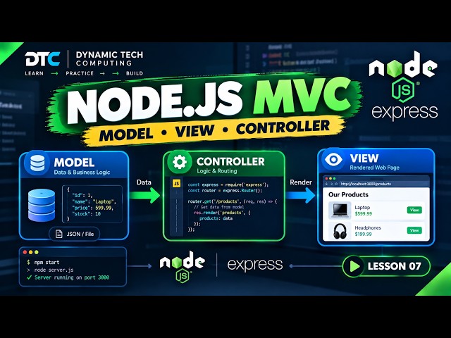 Lesson 7: Node.js MVC Tutorial | Model View Controller with Express.js