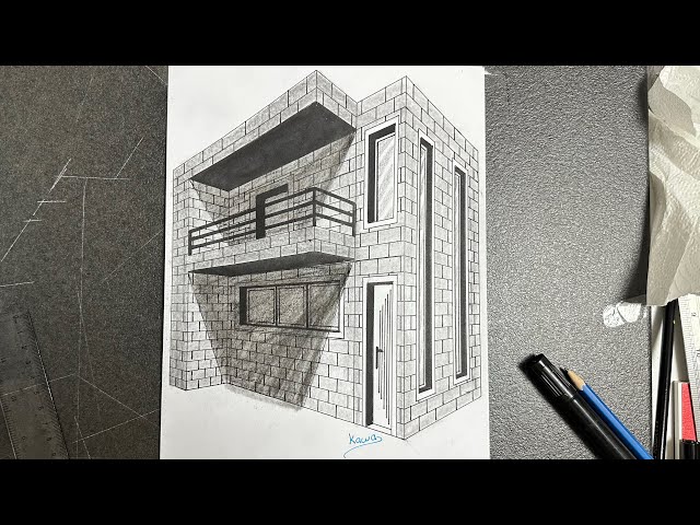 3D Haus zeichnen lernen für Anfänger – Schritt für Schritt mit Perspketive | Kawa 3d Art