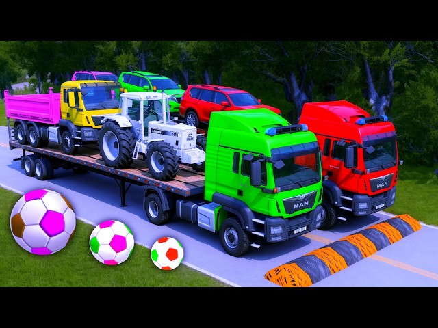 Flatbed Truck Mcqueen | Transportation with Truck - Pothole vs Car # - BeamNG.Drive