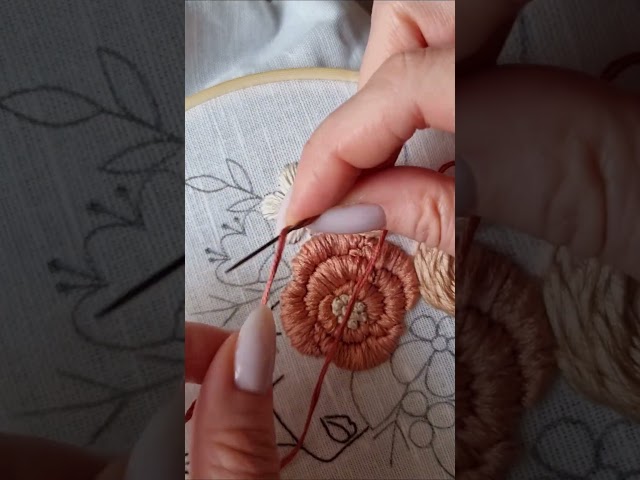 Basic flower embroidery with satin stitch and french knot🌸 #embroidery #tutorial #diy #handmade #art