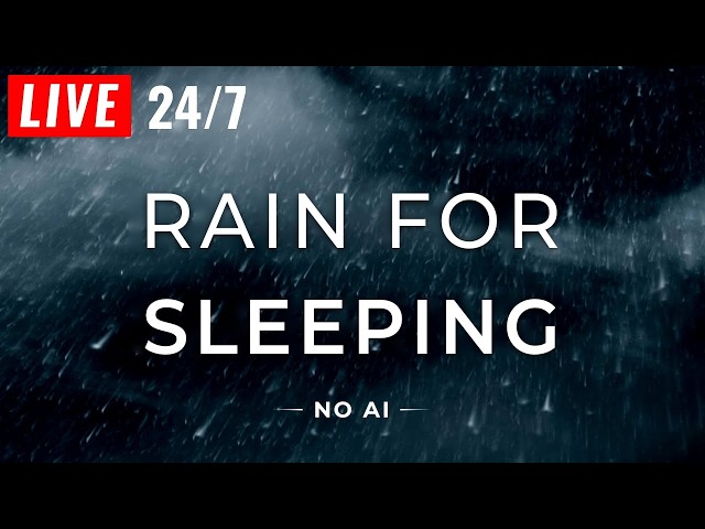 🔴 Rain Sounds for Sleeping - BLACK SCREEN - Sleep FAST with Heavy Rain (NO AI)