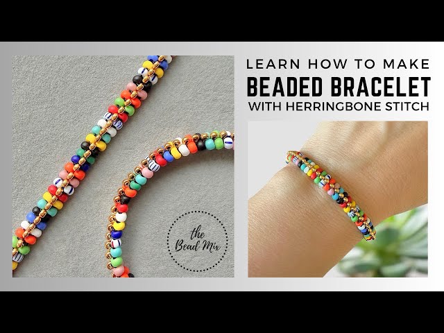 How to Make A Beaded Bracelet using Flat Herringbone Stitch with a Fun Twist. Beginner-friendly!
