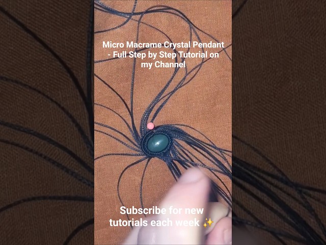 Micro Macrame Crystal Pendant Crystal Cabochon Stone Wrap #shorts #Macrame #DIYJewelry
