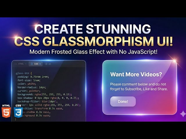 Glassmorphism card #1 design step by step with animation - CSS Tutorials