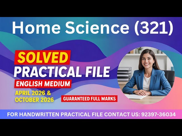 NIOS Class 12 Home Science (321) Solved Practical File || NIOS 12 Home Science Practical File 2026