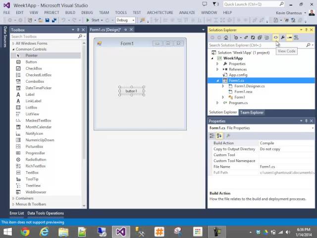 Week 1- Visual Studio | 14SS Contemporary Programming